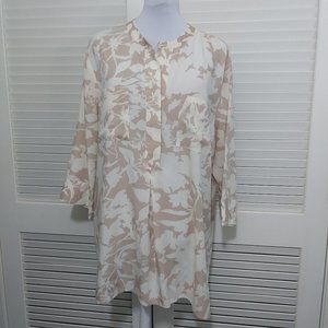 Soft Surroundings Cream & Tan Floral Long Tunic 2X